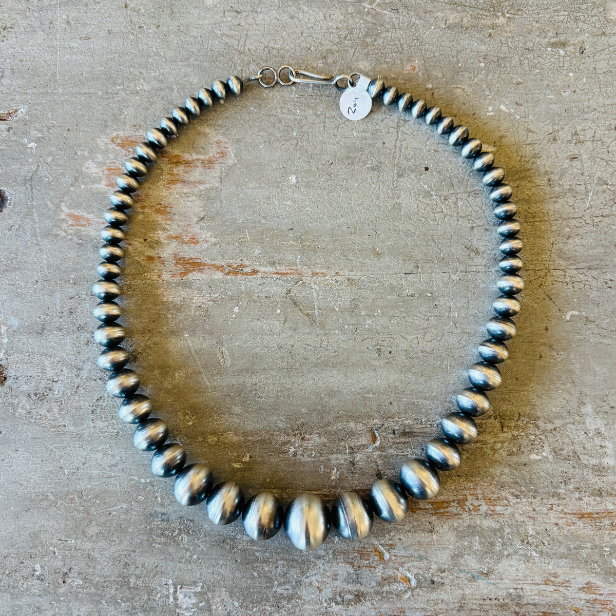 Navajo Preston Haley Sterling Silver Graduated Handmade Pearls Necklace
