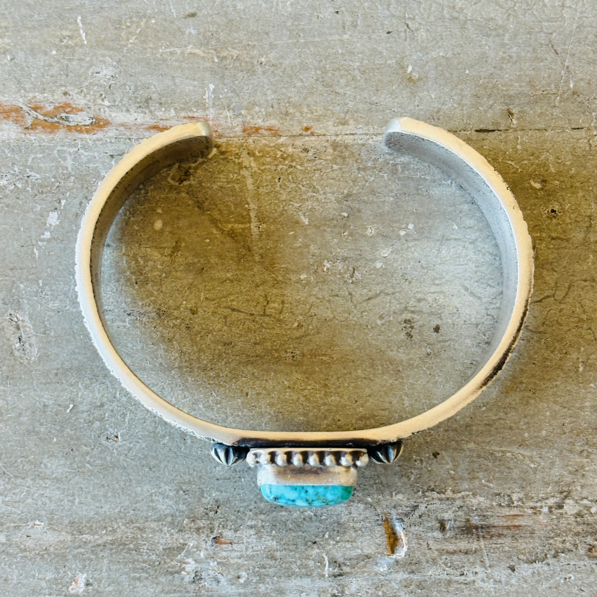Navajo Herman Smith Sterling Silver & Web Kingman Turquoise Stacker Cuff