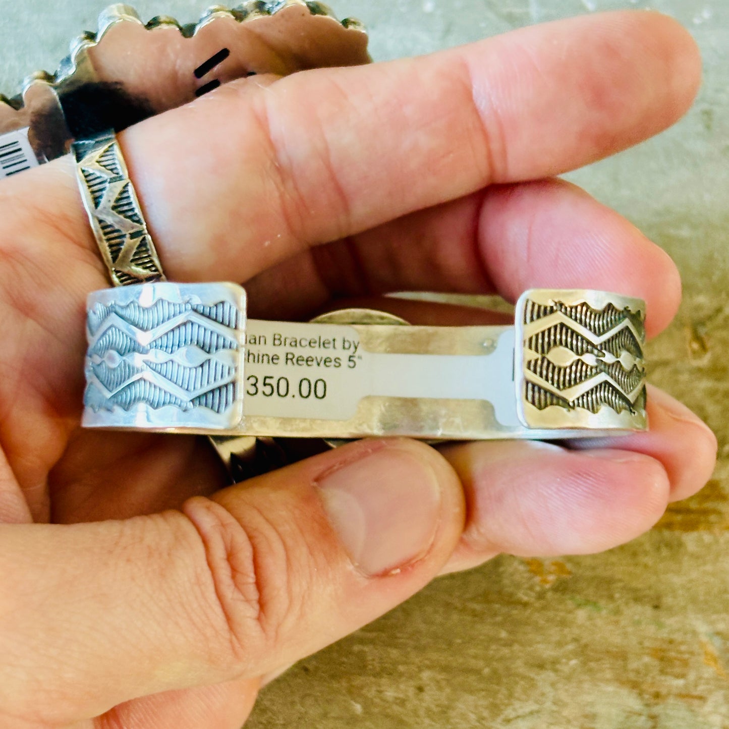 Navajo Sunshine Reeves Sterling Silver & Persian Turquoise Stacker Cuff