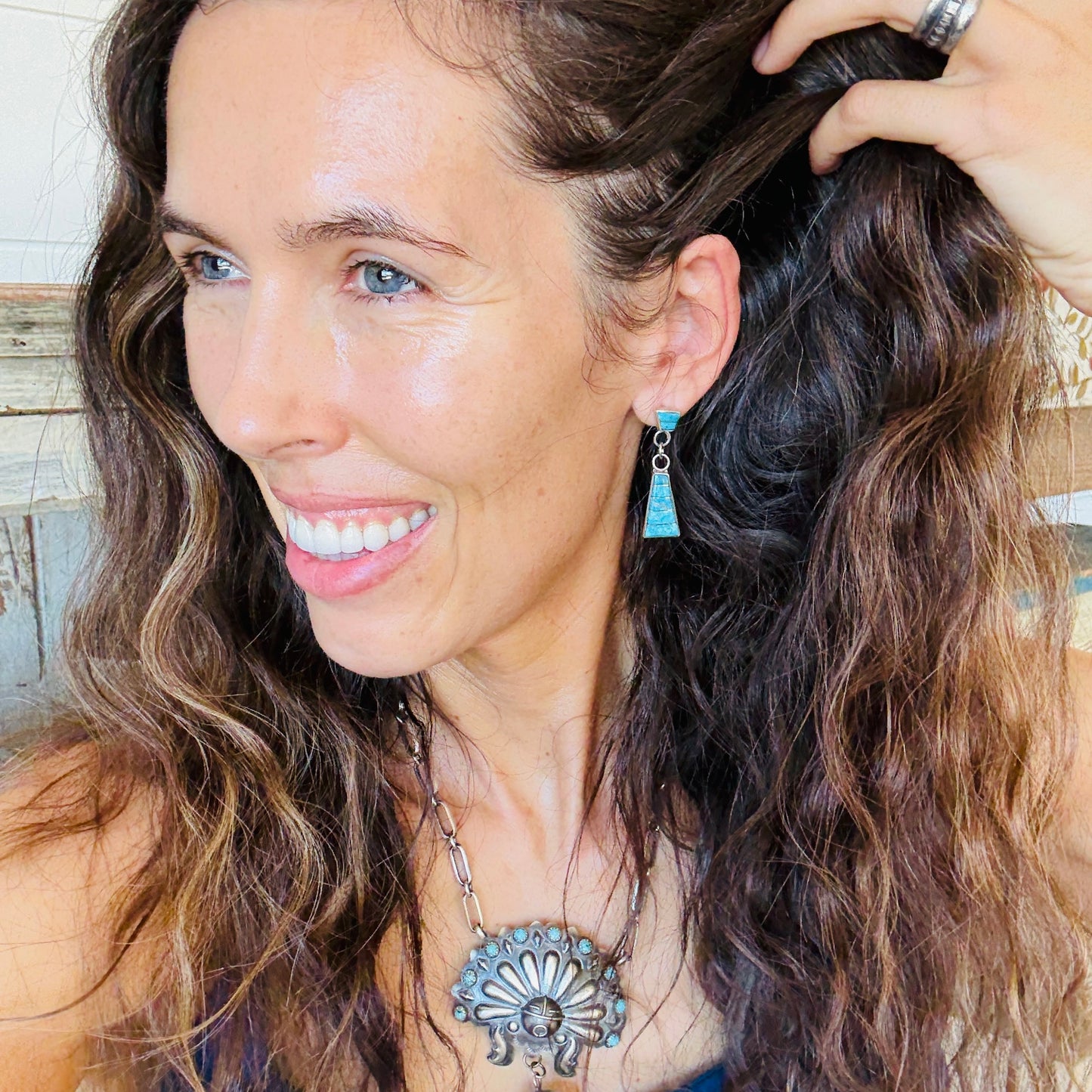 Navajo Lynelle Johnson Sterling Silver & Turquoise Earrings