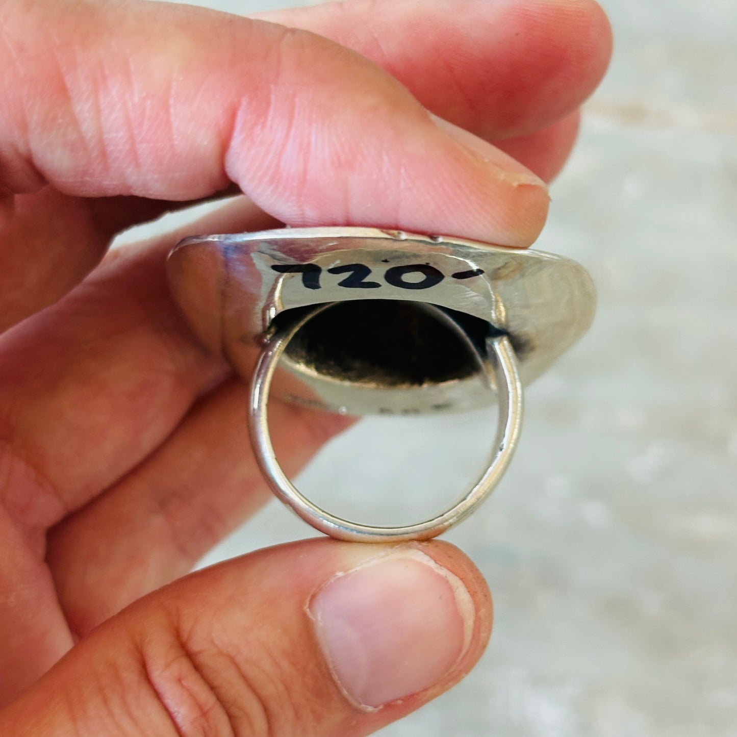 Navajo Robbie Manuelito Sterling Silver & Kingman Turquoise Cowboy Hat Ring