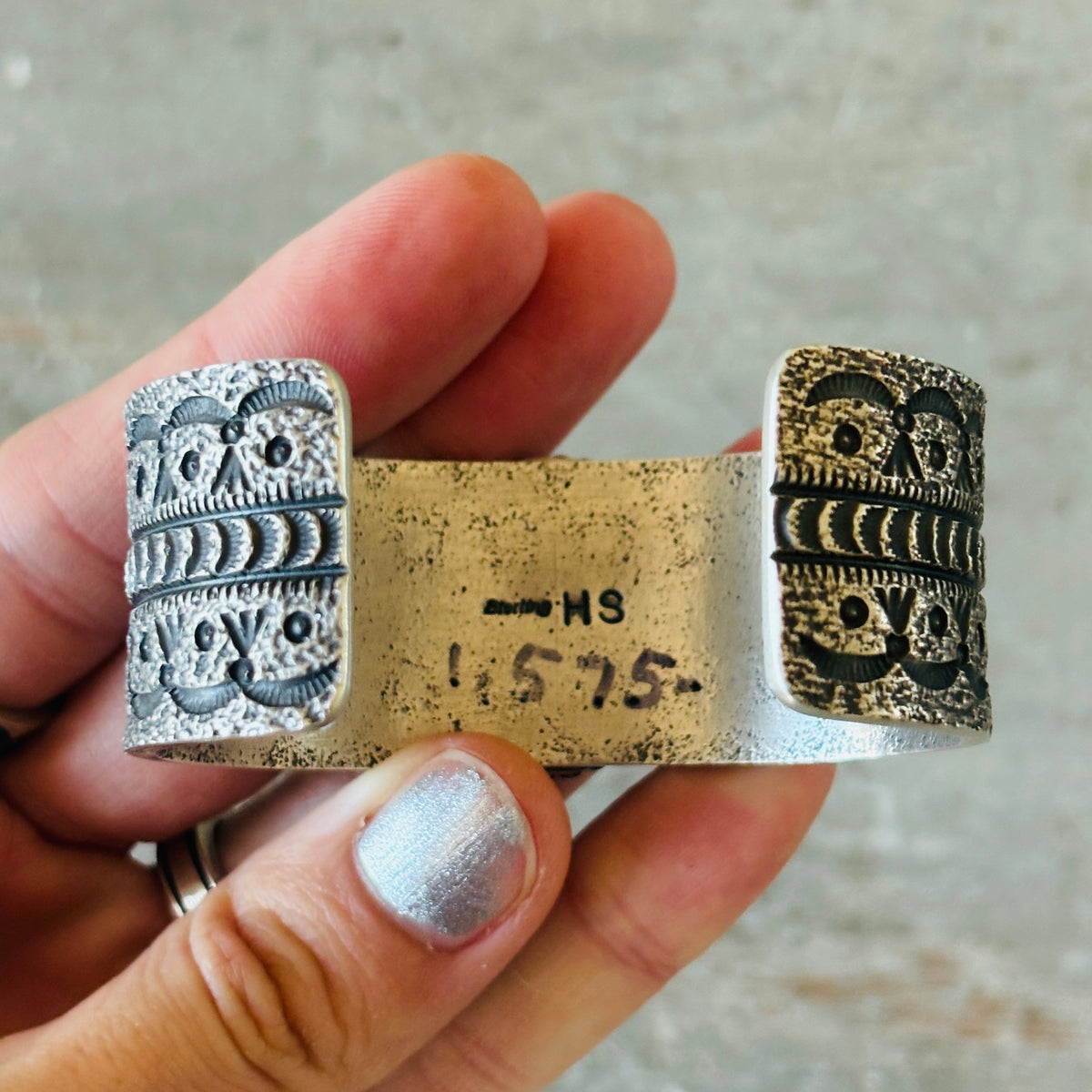 Navajo Herman Smith Sterling Silver & Kingman Turquoise Stacker Cuff