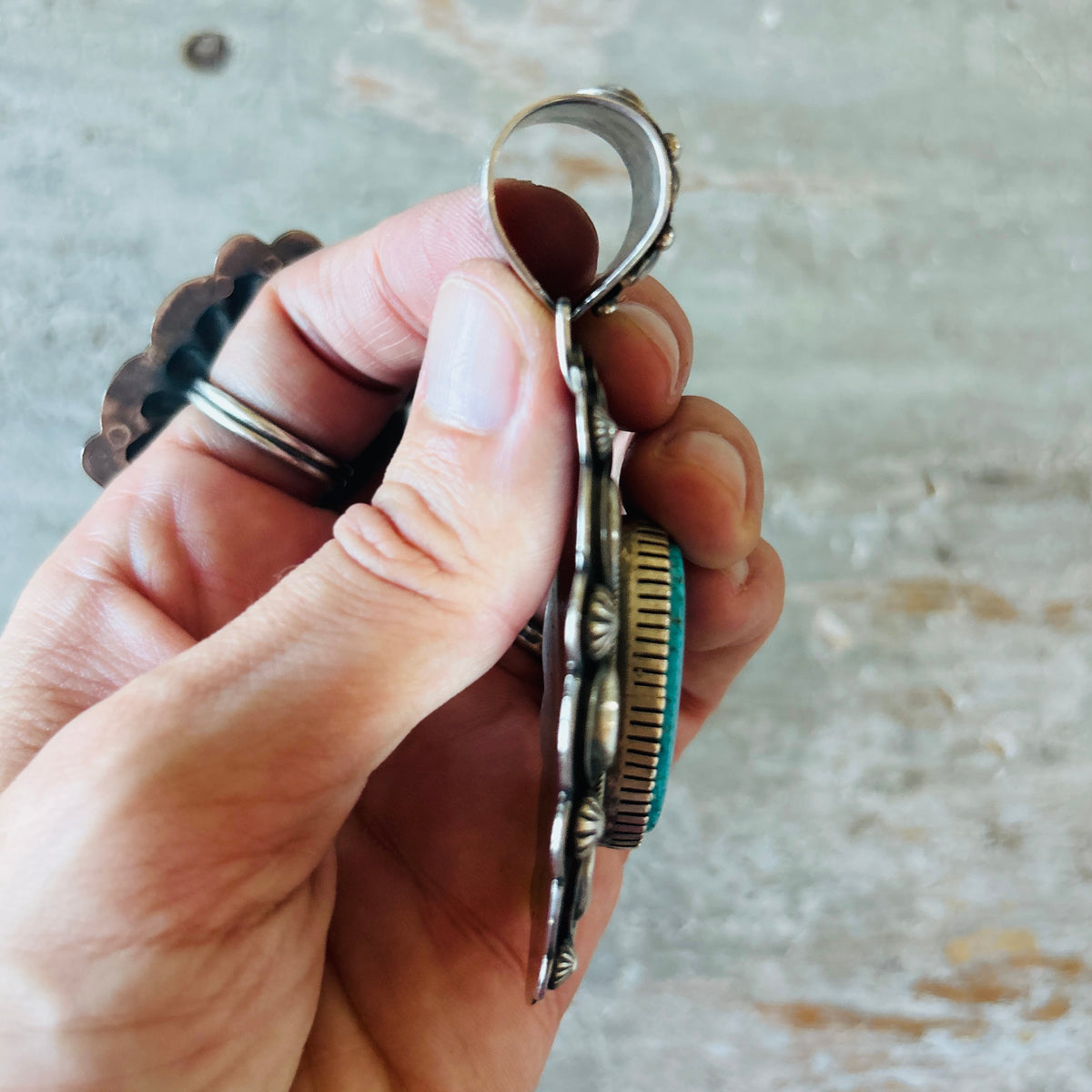 Navajo Ray Bennett Sterling Silver & Kingman Turquoise Pendant