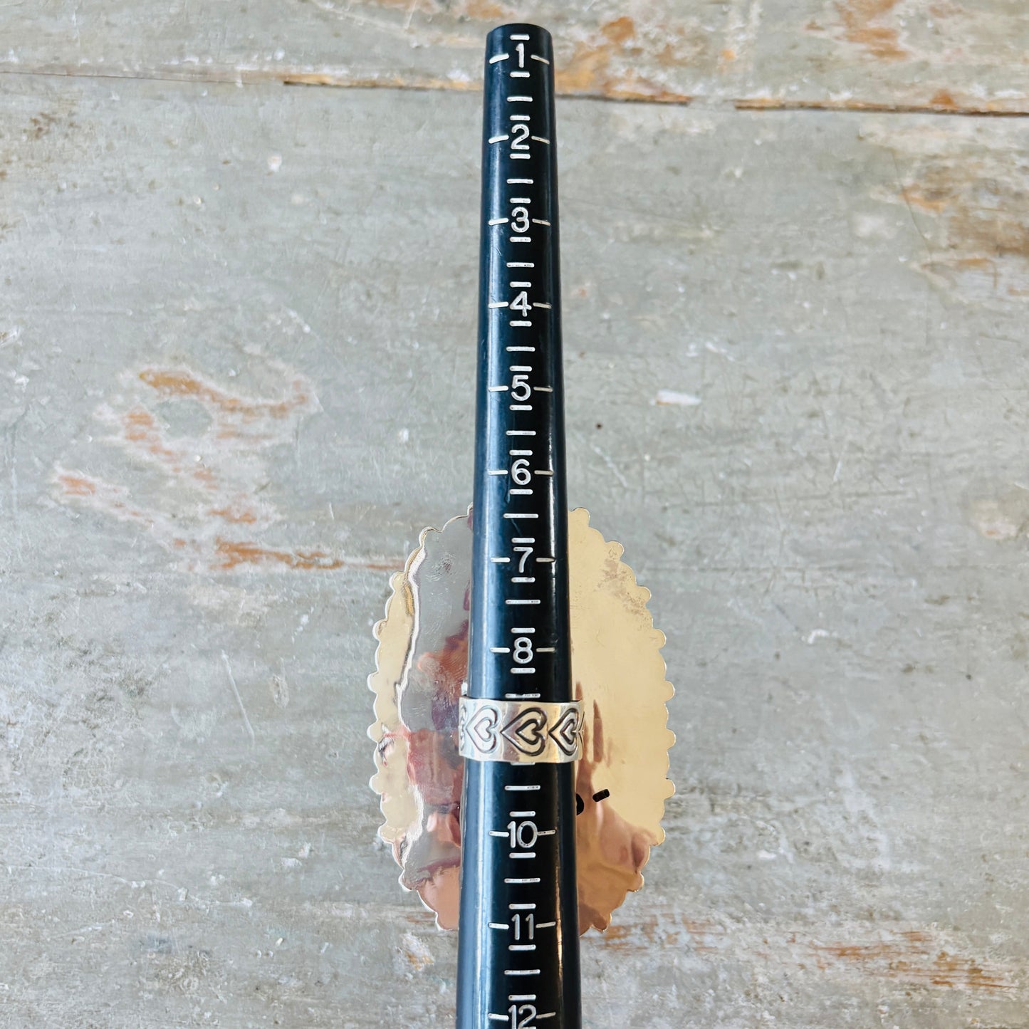 New Navajo Hemerson Brown Sterling Silver & Pink Conch Hearts Ring