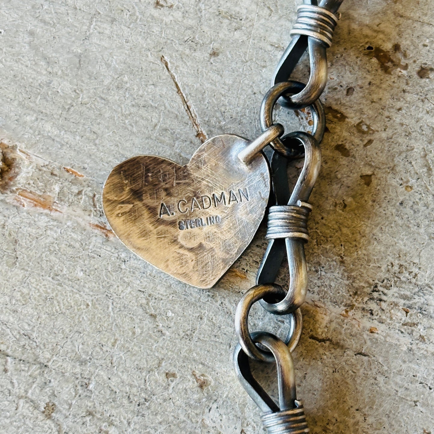 Navajo Andy Cadman Sterling Silver Hearts & Stars Charm Necklace