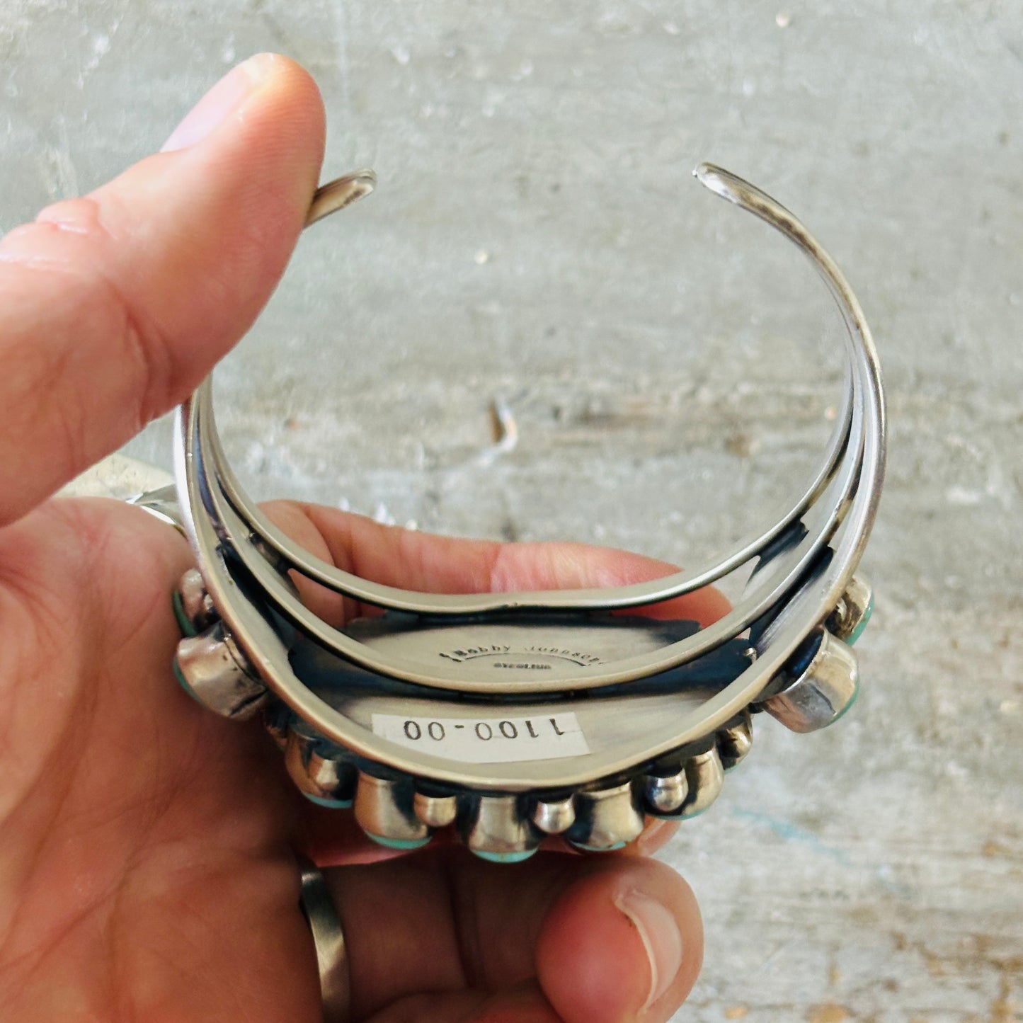 Navajo Bobby Johnson Sterling Silver & #8 Turquoise Cluster Cuff!