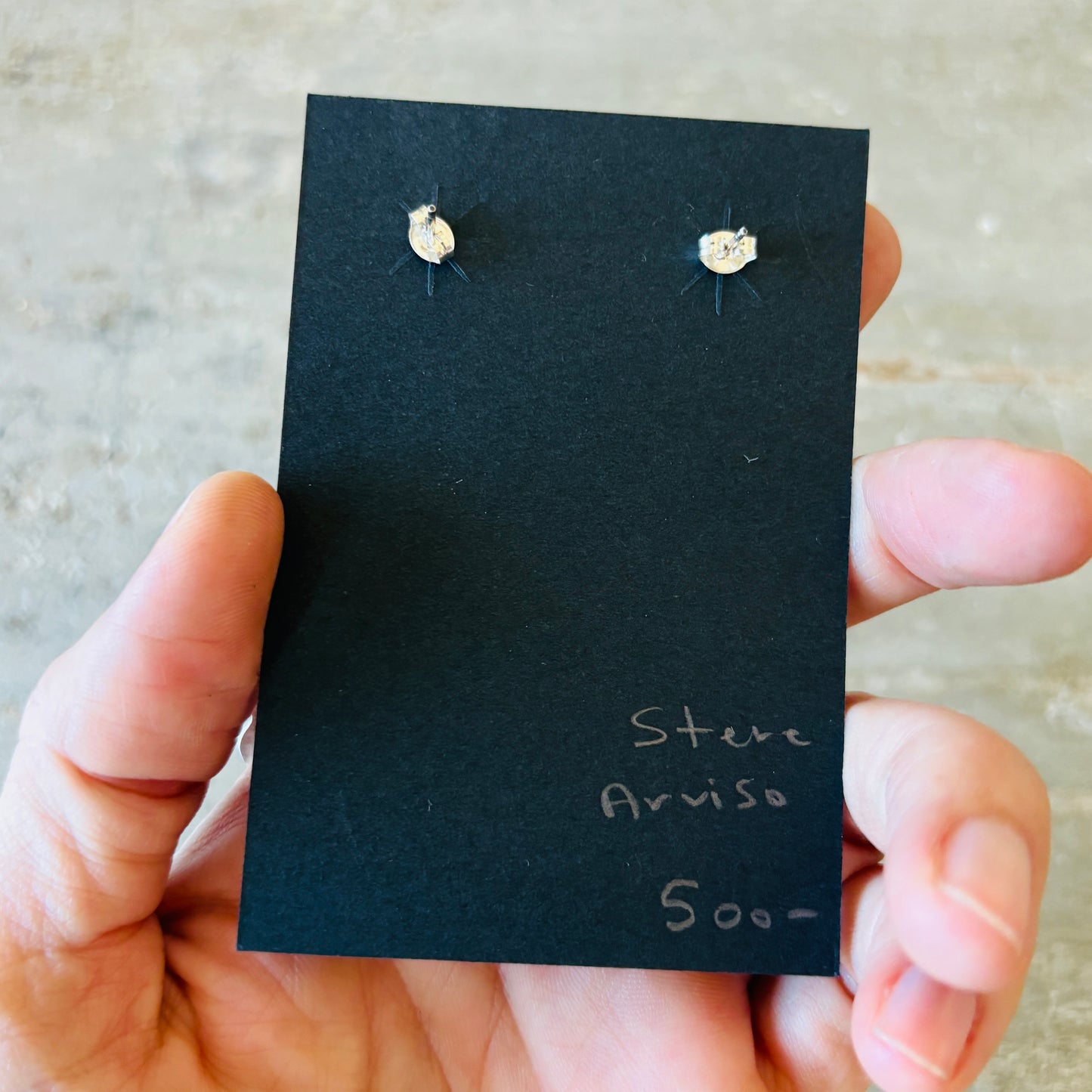 Navajo Steve Arviso Sterling Silver & Kingman Turquoise Heart Earrings