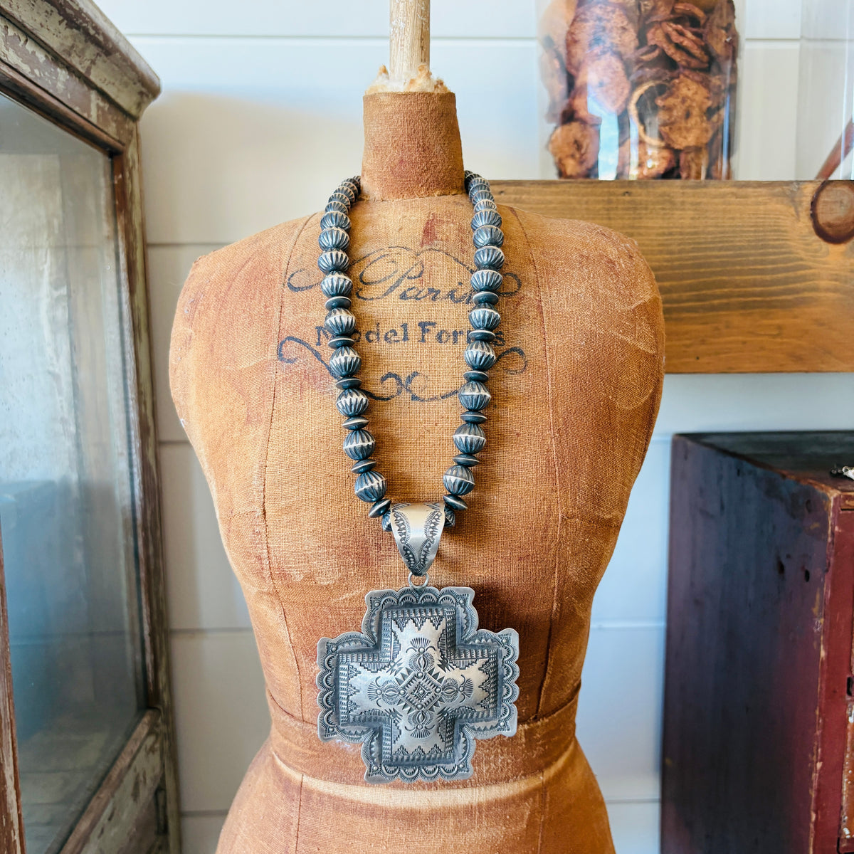 Navajo Vincent Platero Sterling Silver Statement Cross Pendant