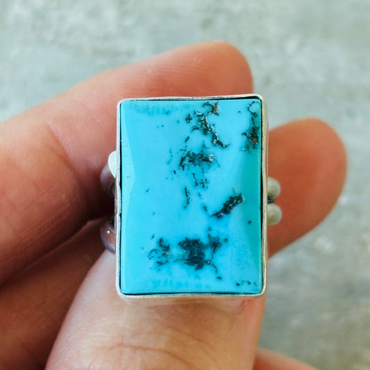 Navajo Mildred Parkhurst Sterling Silver & Sleeping Beauty Turquoise Ring