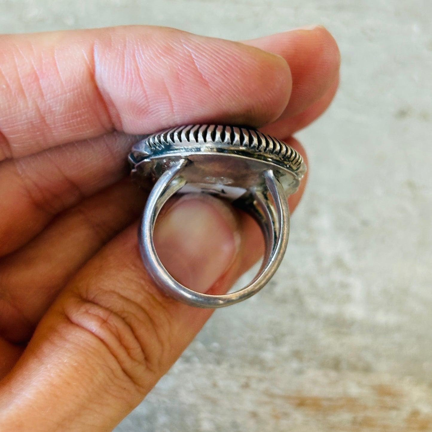 Navajo Floyd Parkhurst Sterling Silver & Lone Mountain Turquoise Ring