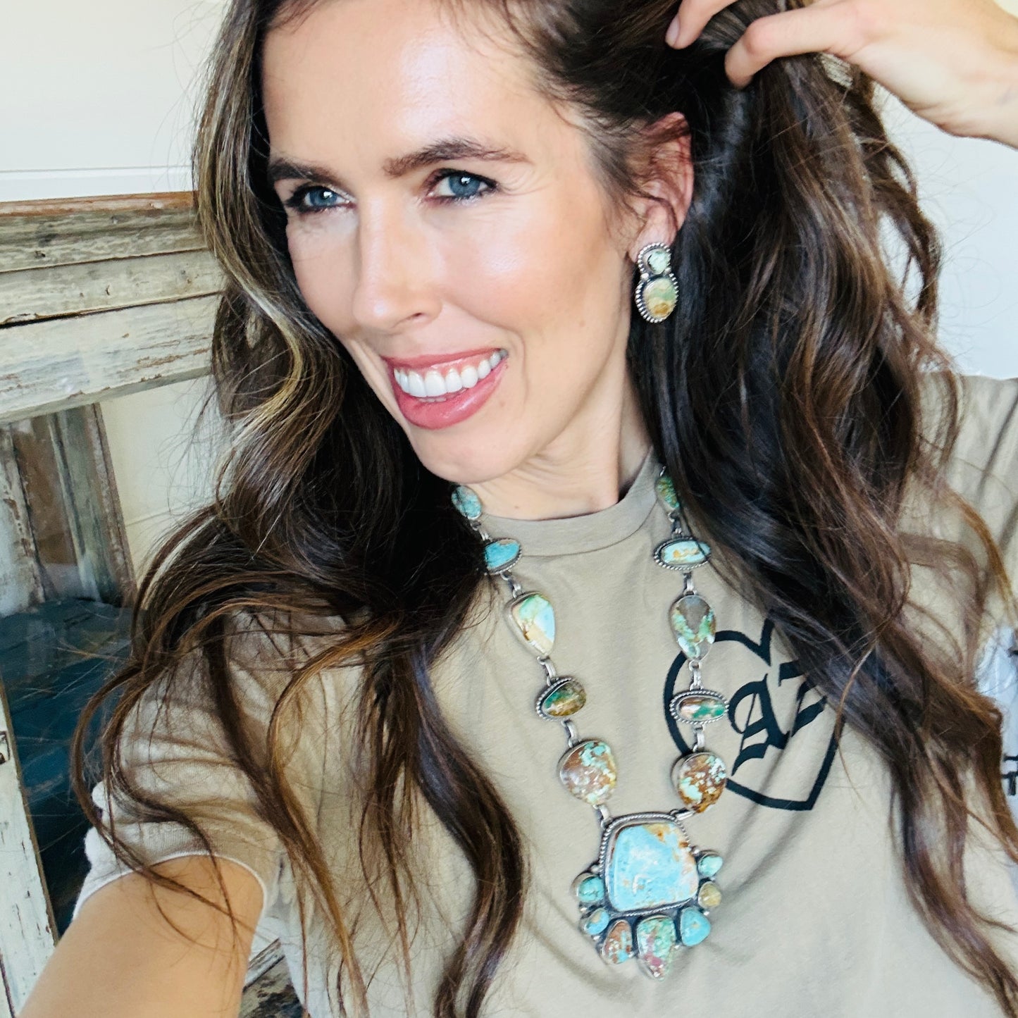 Navajo Darrin Livingston Sterling Silver & Royston Statement Necklace Set