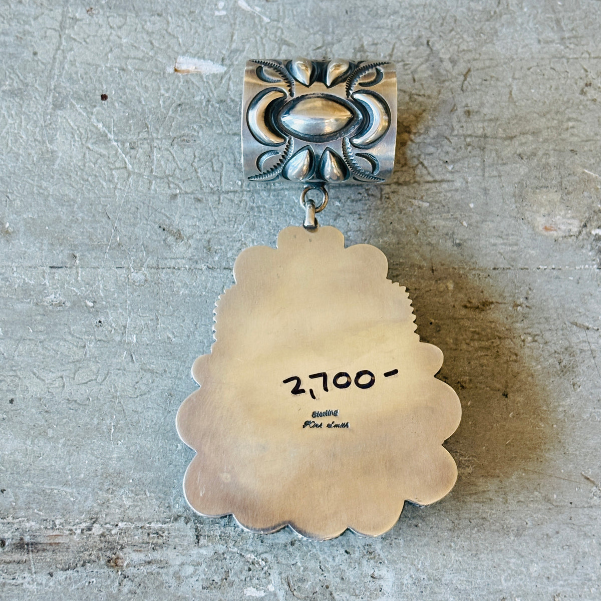 Navajo Kirk Smith Sterling Silver & Birds Eye Kingman Statement Pendant