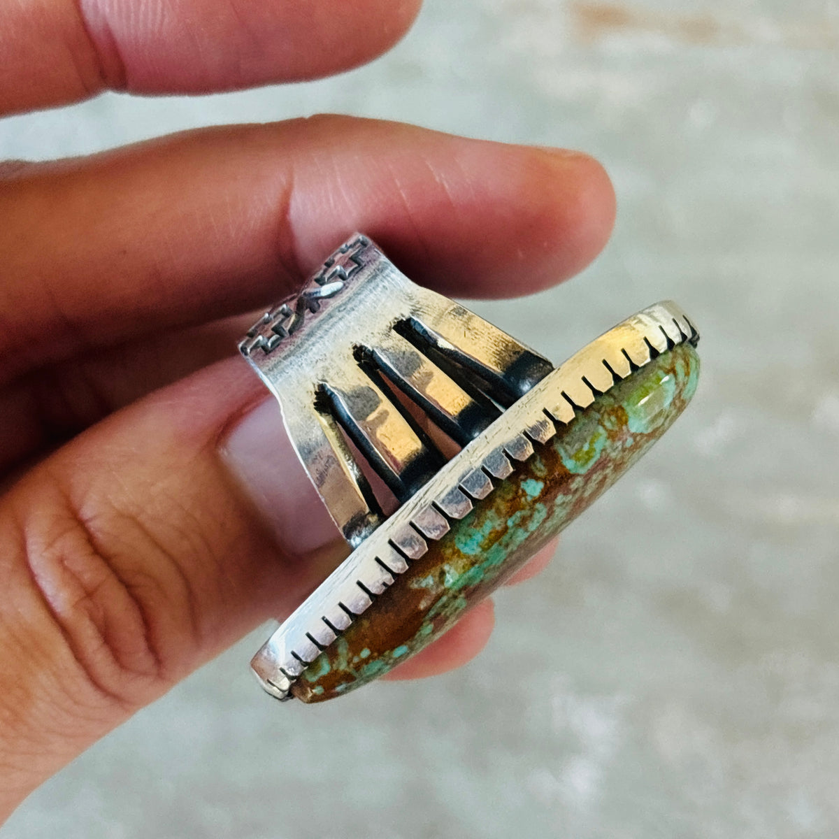 Navajo Stanford Yazzie Sterling Sterling & #8 Turquoise Ring