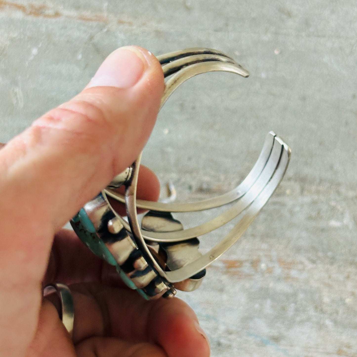 Navajo Bobby Johnson Sterling Silver & #8 Turquoise Cluster Cuff!