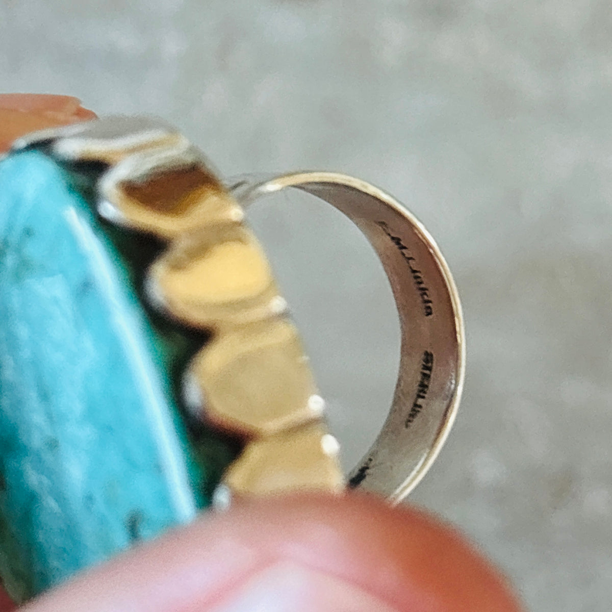 Navajo Ella Linkin Sterling Silver & Fox Turquoise Statement Ring