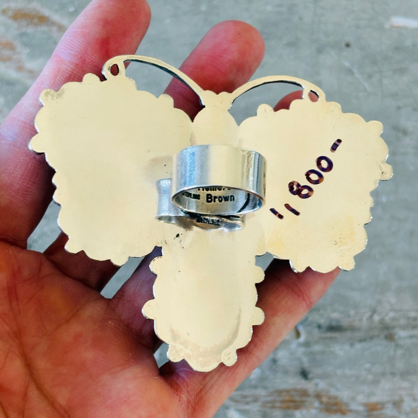 Navajo Hemerson Brown Sterling Silver - Blue Lab Opal & Sleeping Beauty Turquoise Dragonfly Ring