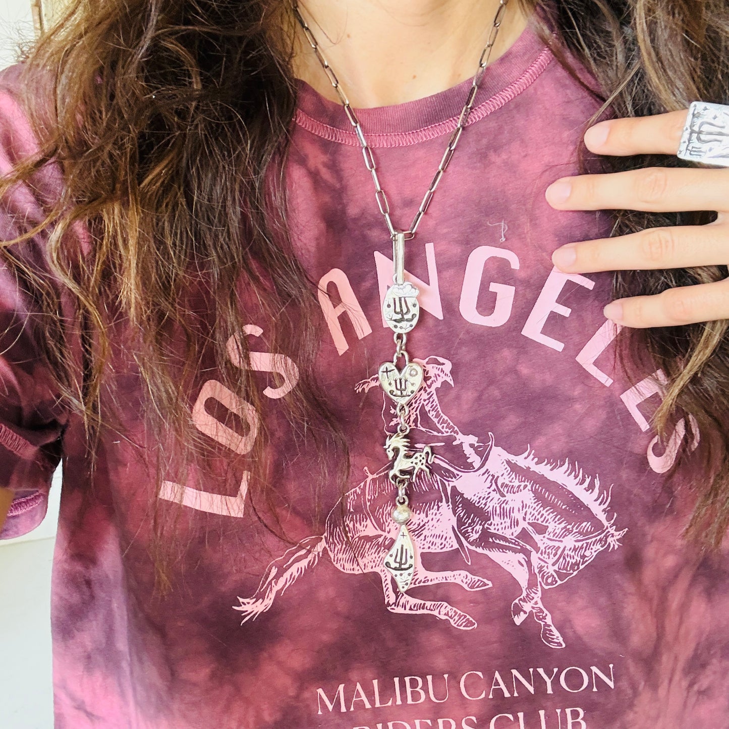 Tohono O’odham James Fendenheim Sterling Silver Cacti & Horse Pendant