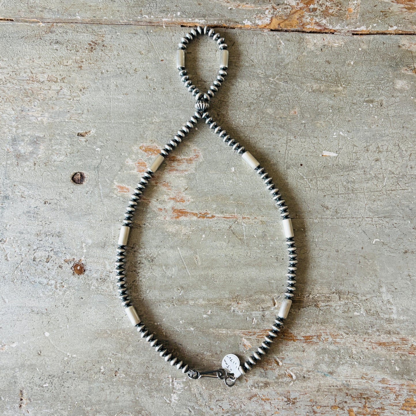 Navajo Tonisha Haley Sterling Silver 6.5mm Handmade Pearls Jacla Necklace