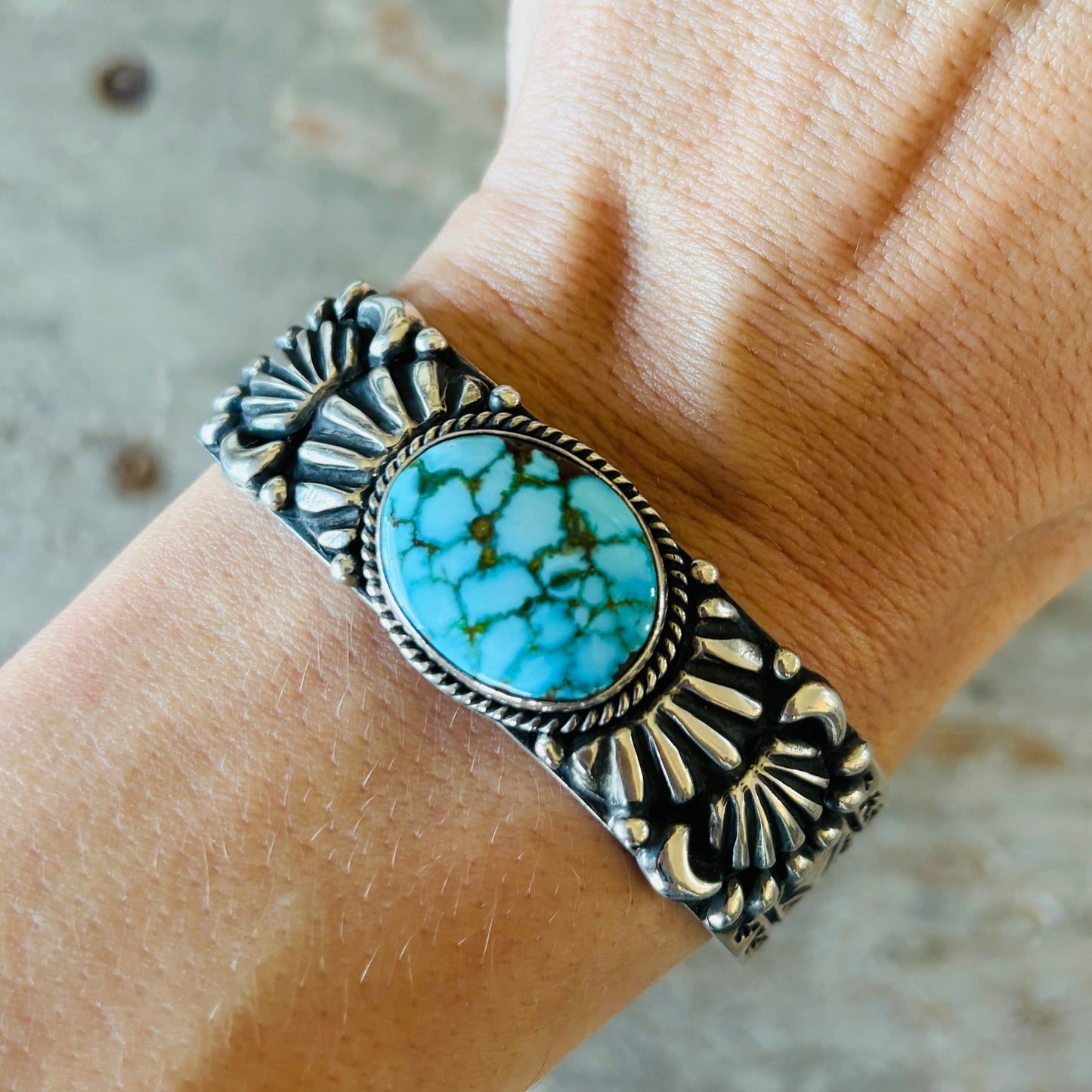 Navajo Tsosie Willie Sterling Silver & Web Kingman Stacker Cuff