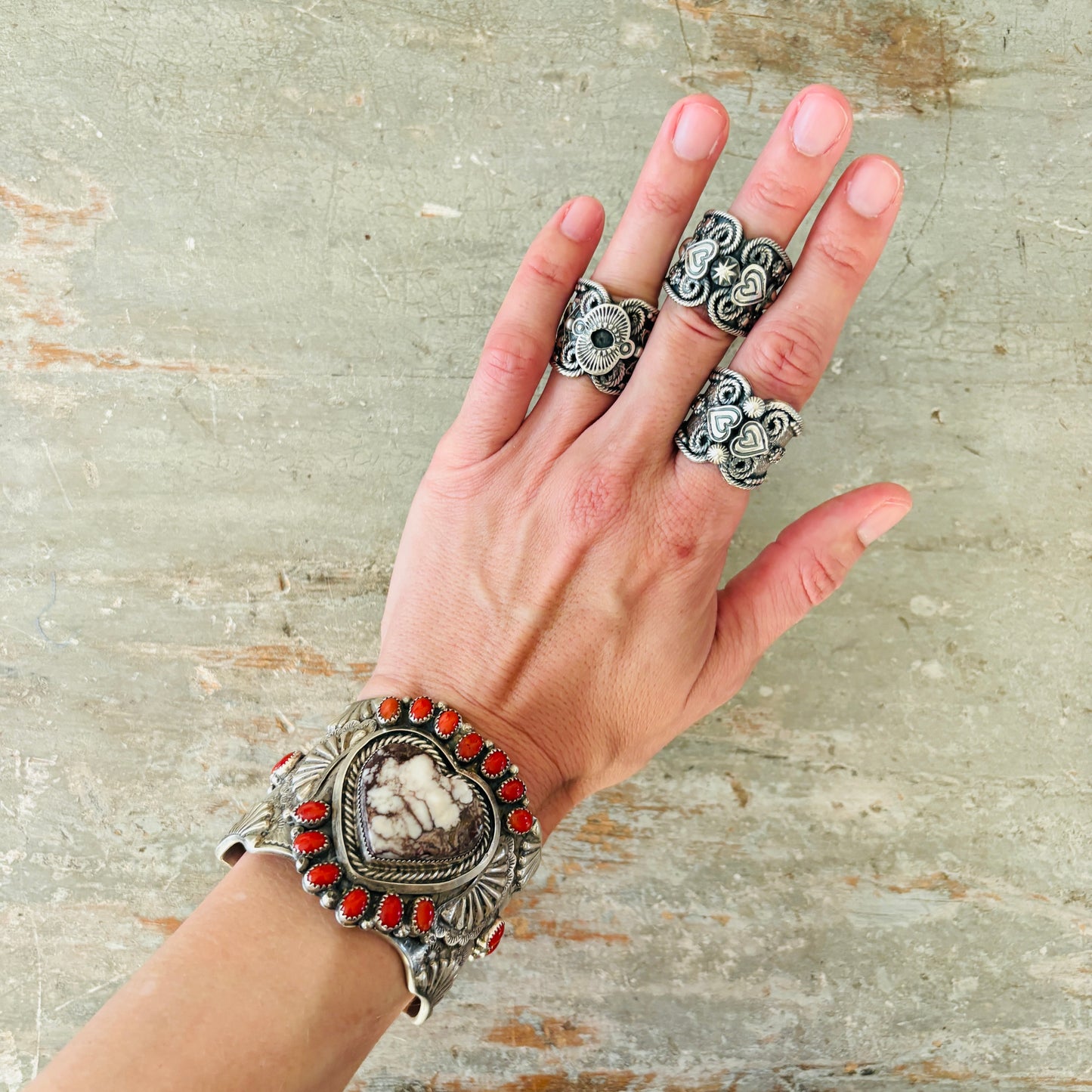 Navajo Hemerson Brown Sterling Silver Statement Ring