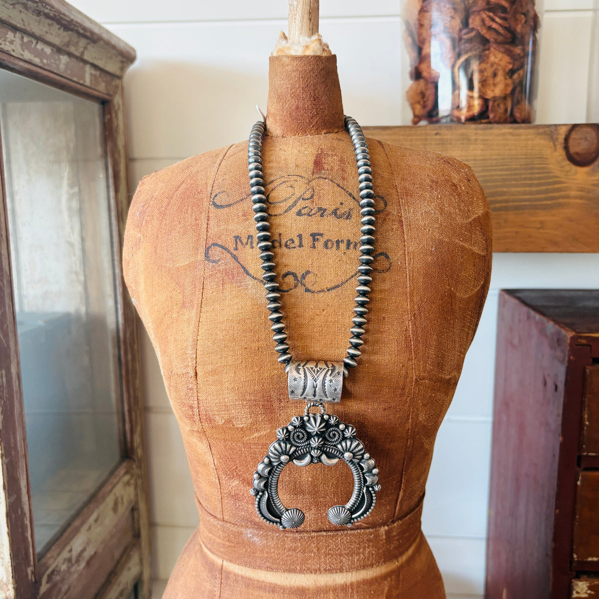 Navajo Delbert Gordon Sterling Silver Naja Statement Pendant