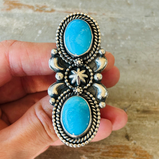 Navajo Braxton Parkett Sterling Silver & Turquoise Statement Ring