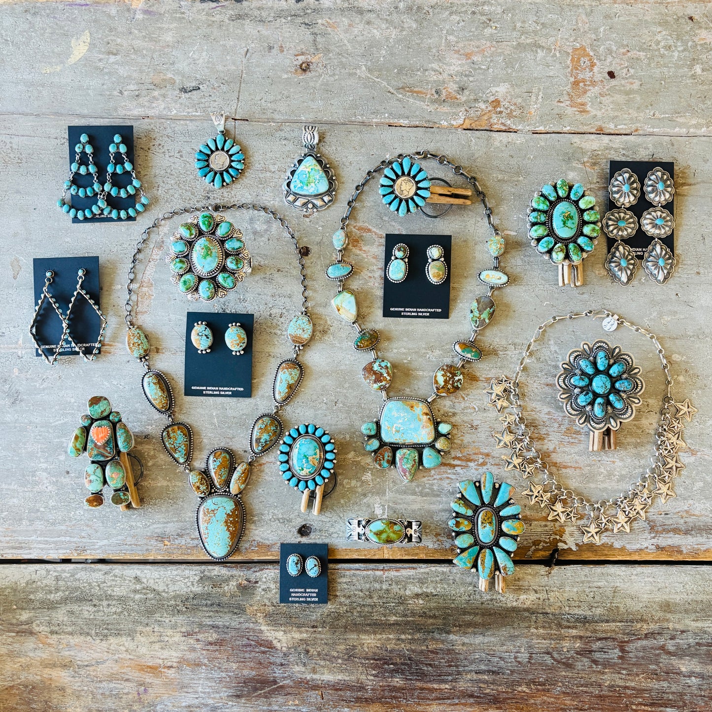 Zuni Iva Booqua Sterling Silver & Turquoise Petit Point Diamond Earrings