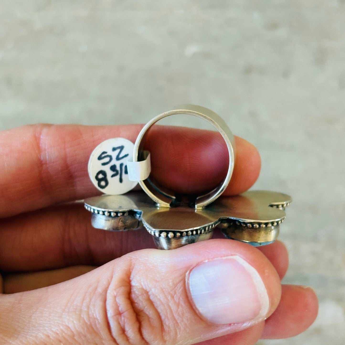 Navajo Sheila Becenti Sterling Silver & Golden Hills Cluster Ring