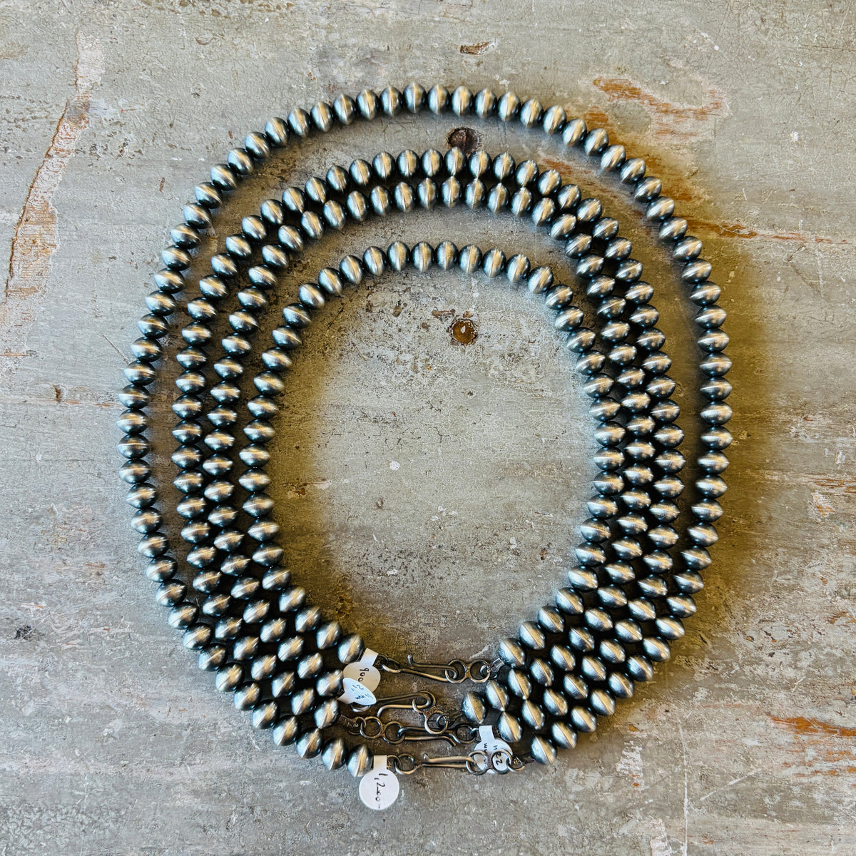Navajo Tonisha Haley Sterling Silver 10mm Handmade Pearls Necklace
