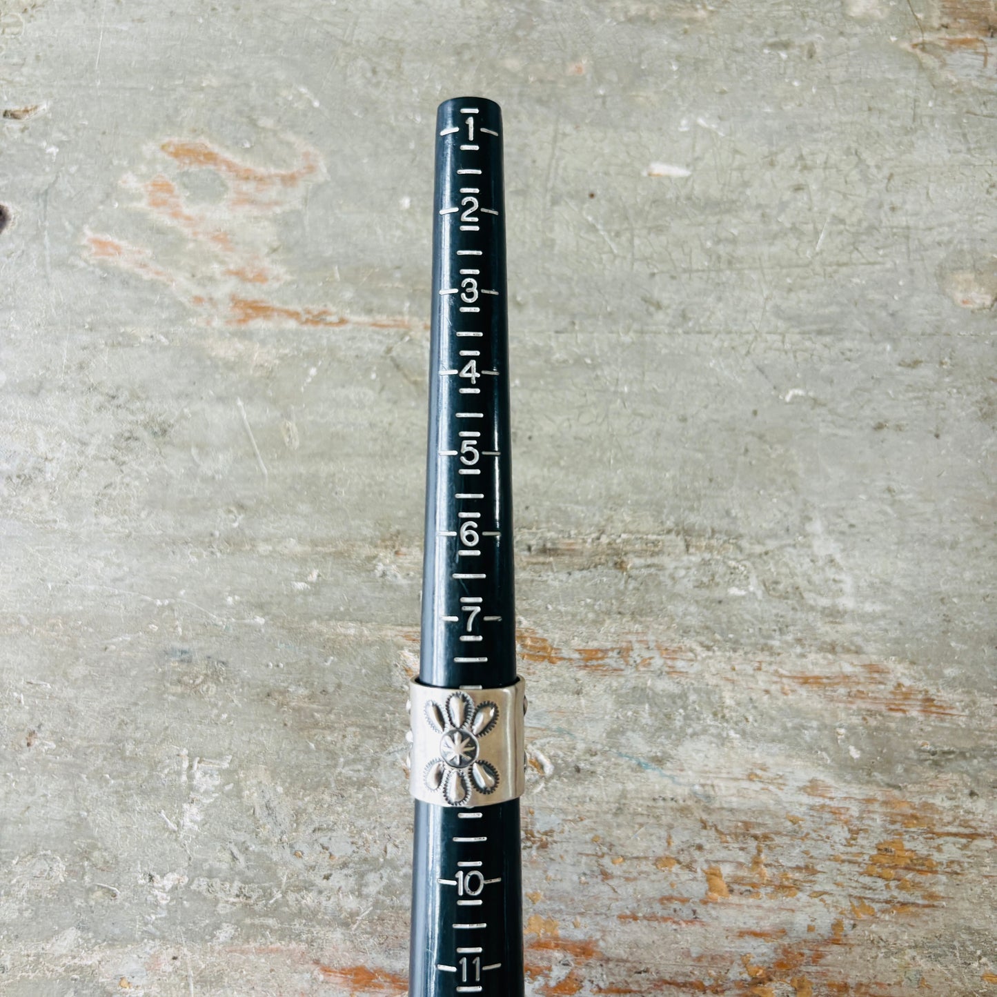 Navajo Robert Johnson Sterling Silver Floral Repousse Ring