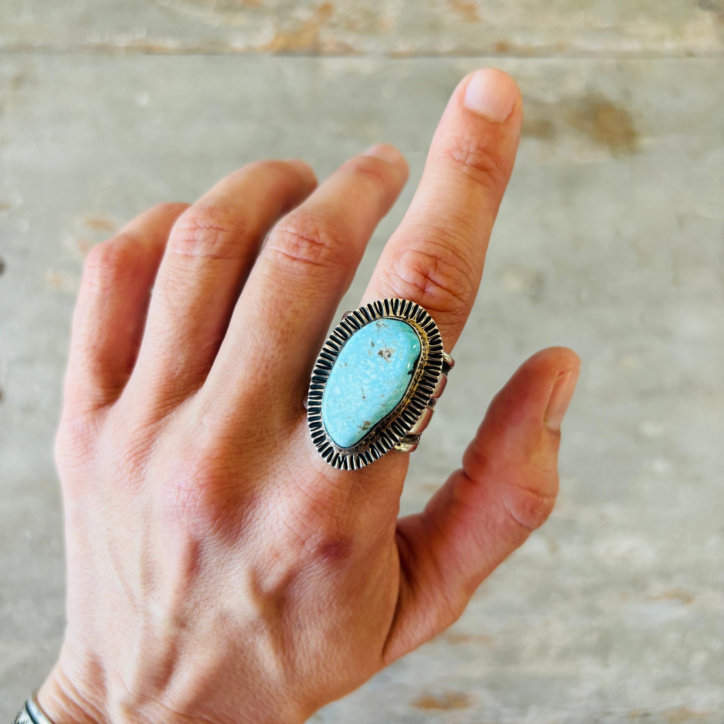 Navajo Tommy Jackson Sterling Silver & Kingman Ring
