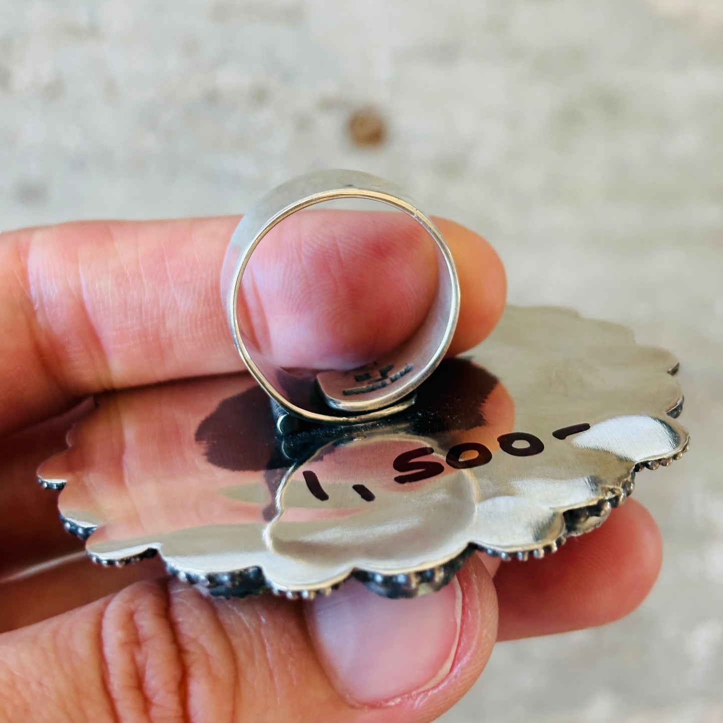 Navajo Braxton Parkett Sterling Silver & Egyptian Cluster Ring