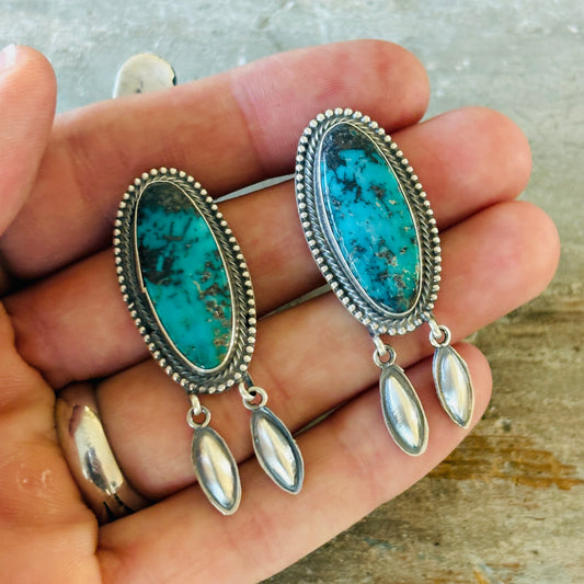 Sheila Tso Sterling Silver & Hubei Turquoise Earrings