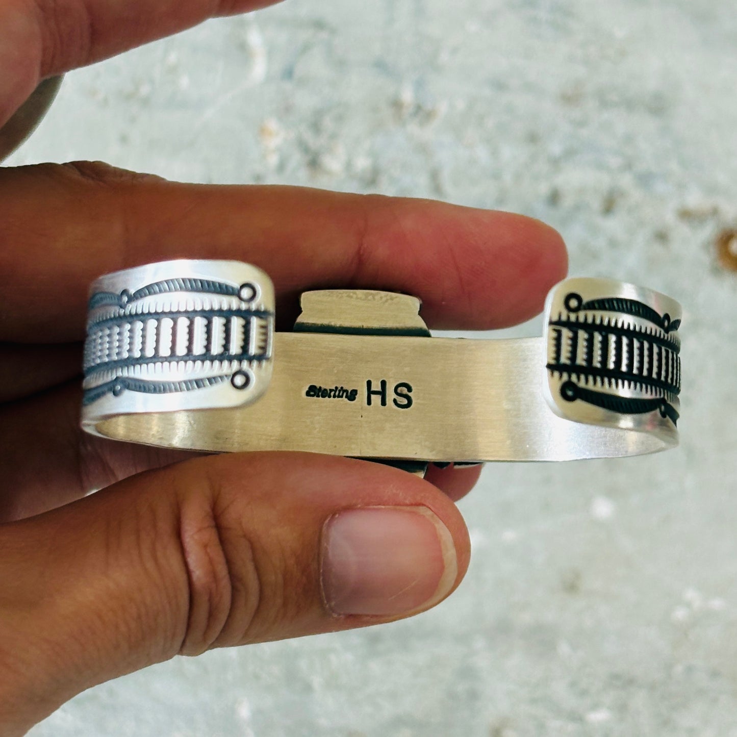 Navajo Herman Smith Sterling Silver & Sonoran Turquoise Stacker Cuff