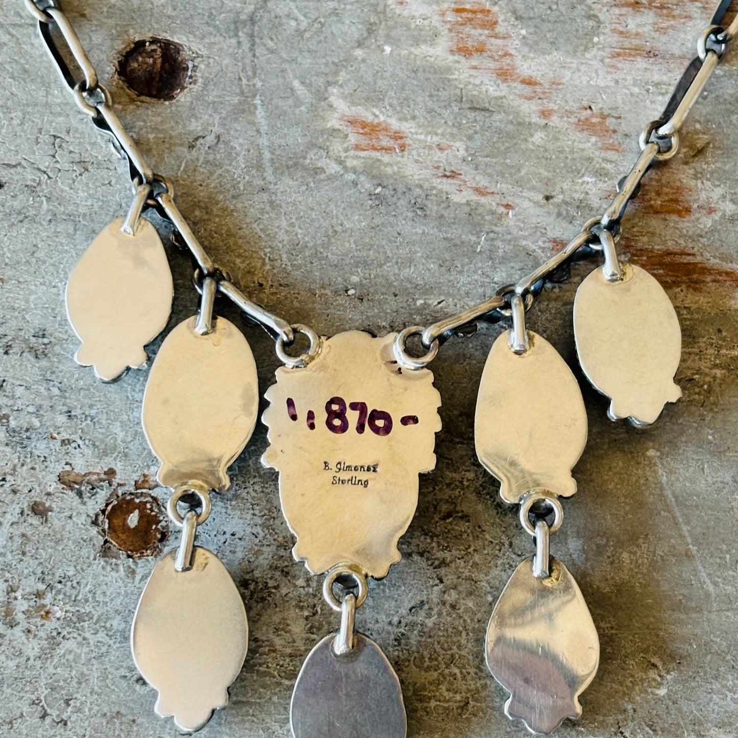 Navajo Brenda Jimenez Sterling Silver - Royston & Pilot Mountain Turquoise Waterfall Statement Necklace