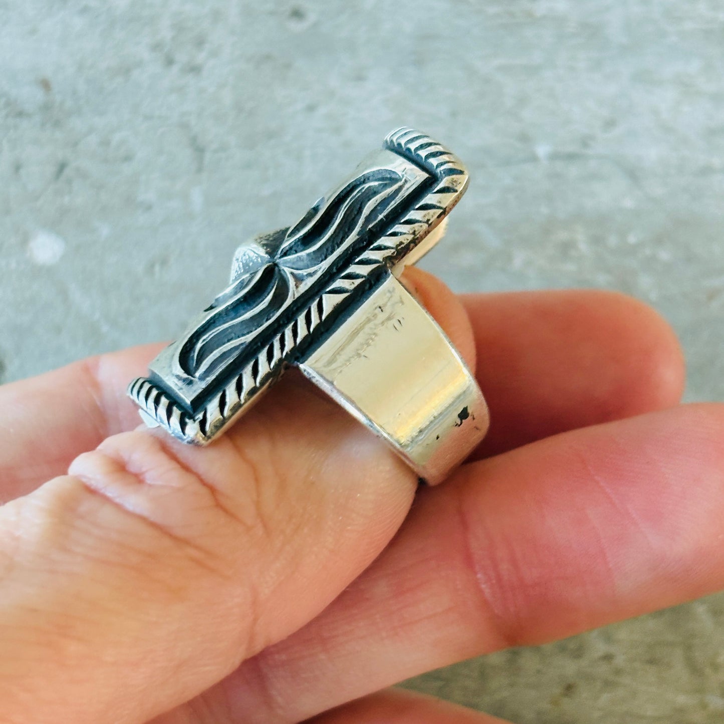Navajo Harrison Jim Sterling Silver Shield Ring