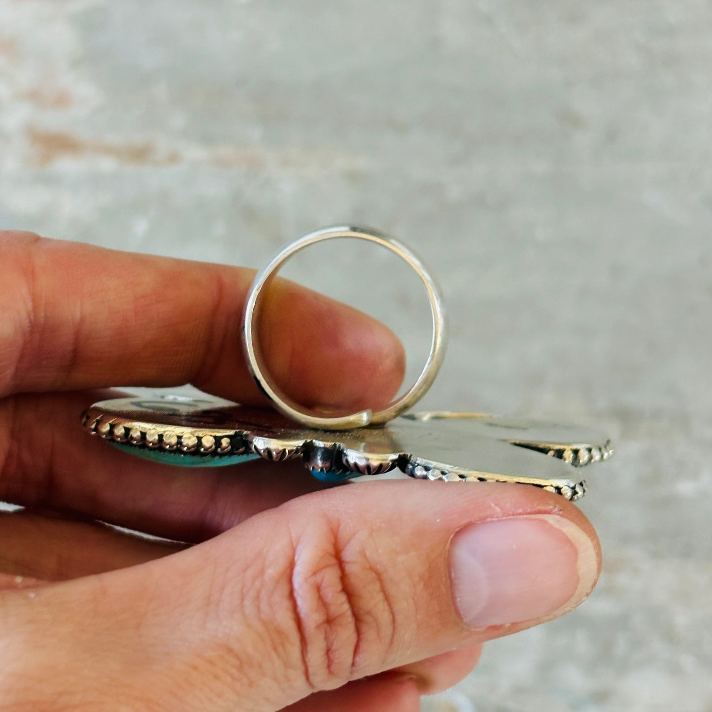 Navajo D. Howard Sterling Silver & Mixed Turquoise Butterfly Statement Ring