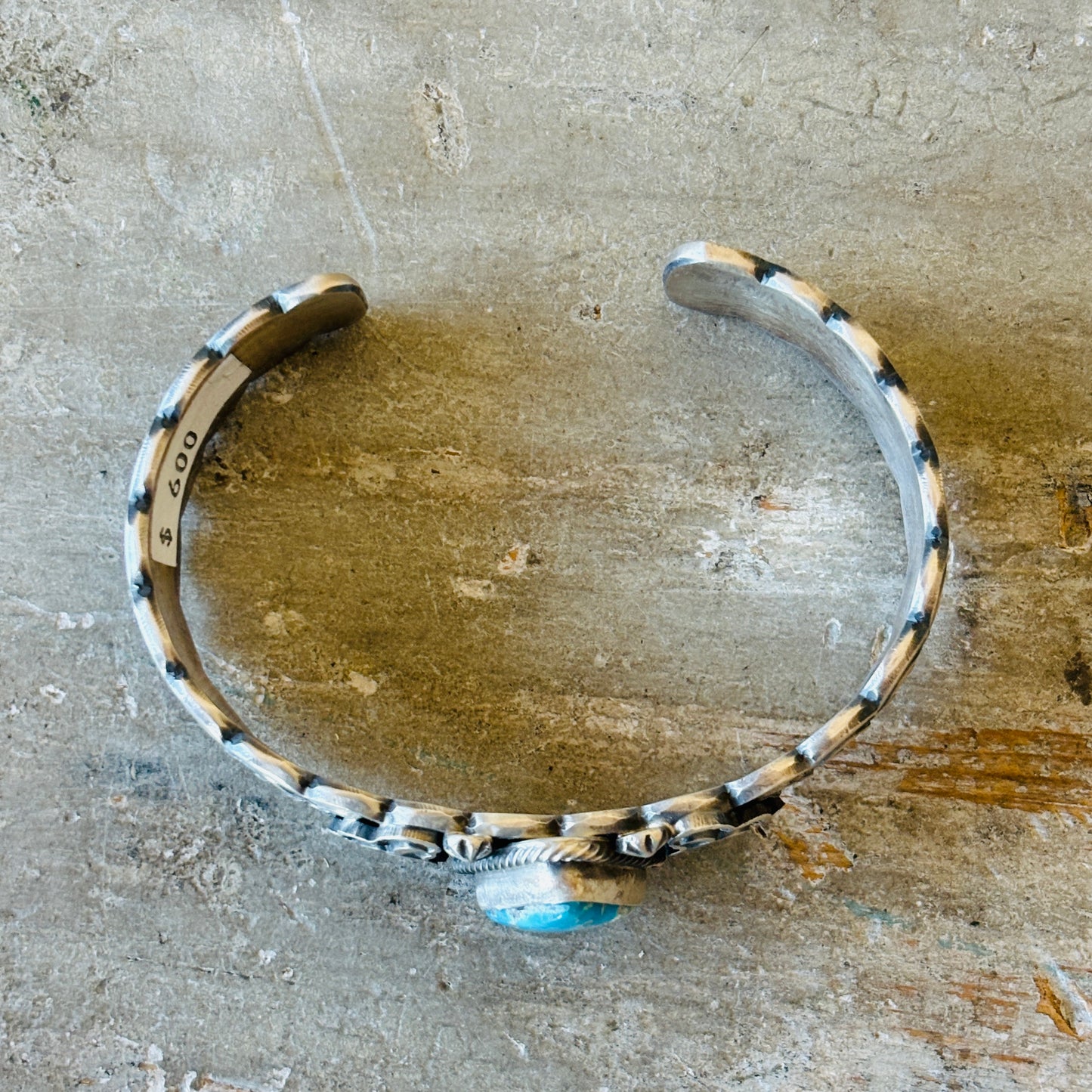 Navajo Randy Boyd Sterling Silver & Blue Ridge Turquoise Stacker Cuff