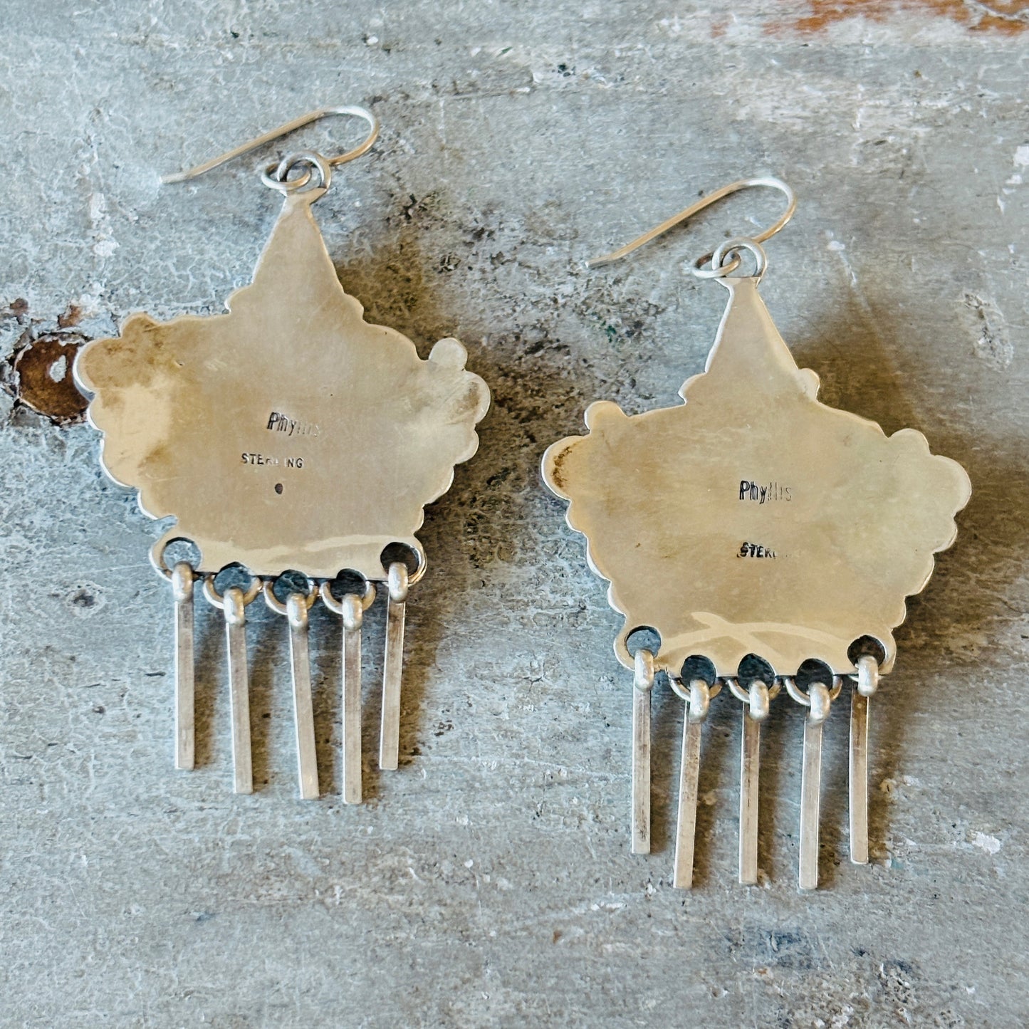 Zuni Phyllis Coonsis Sterling Silver Multi Stone Cluster Earrings