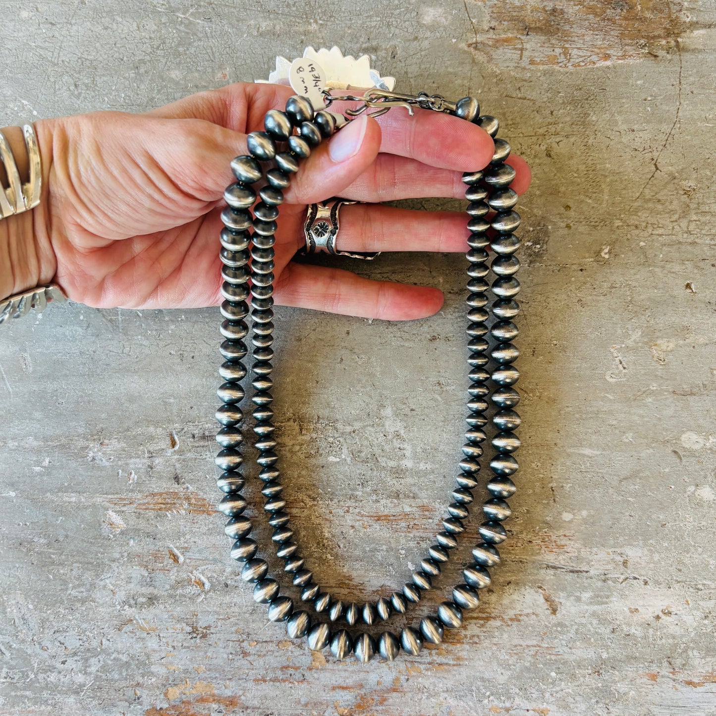 Navajo Austin Haley Sterling Silver Handmade Pearls Necklace