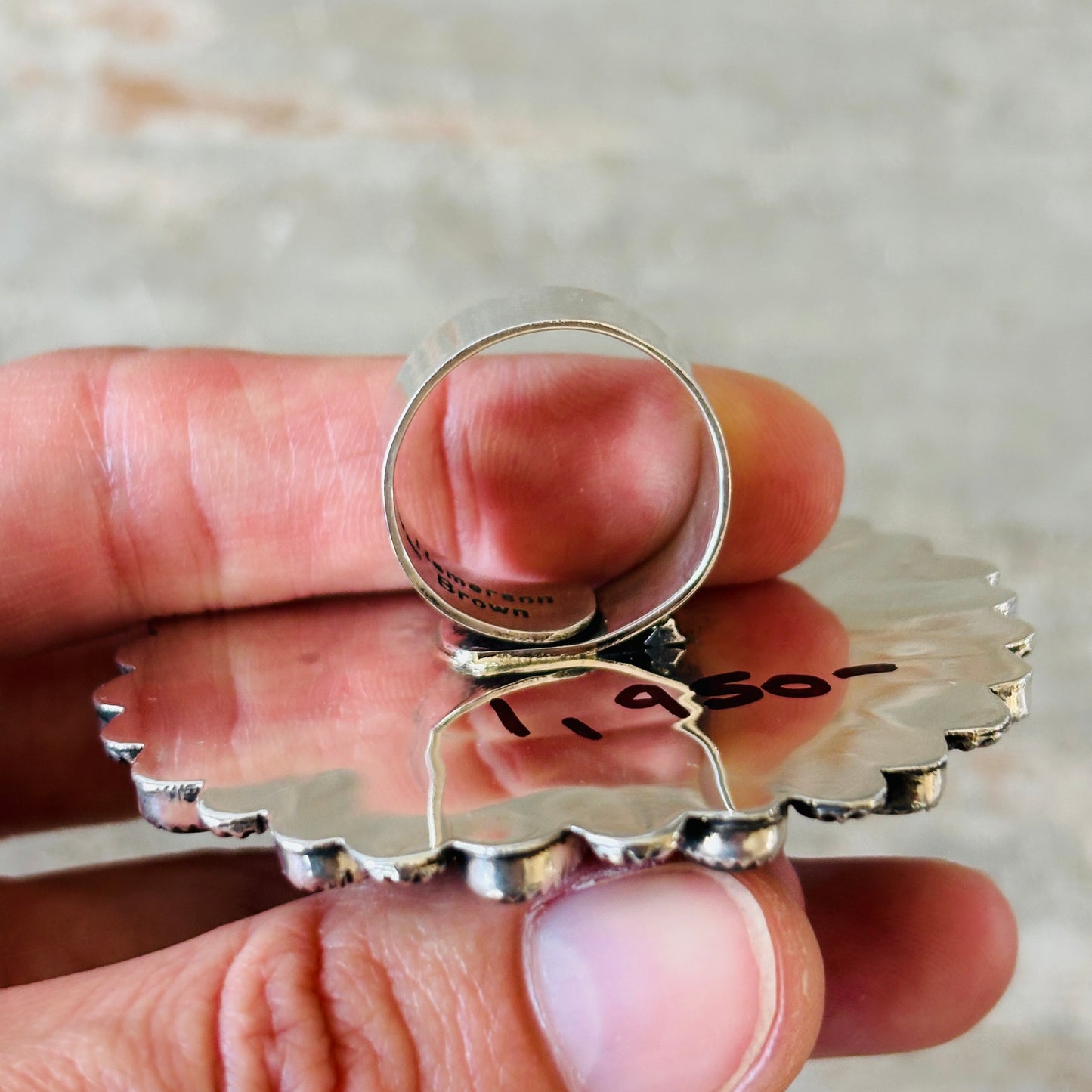 Navajo Hemerson Brown Sterling Silver - MOP & Abalone Shell Cluster Statement Ring