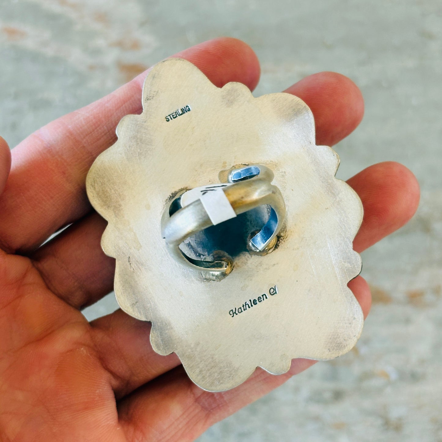 Navajo Kathleen Chavez Sterling Silver & Kingman Cluster Ring