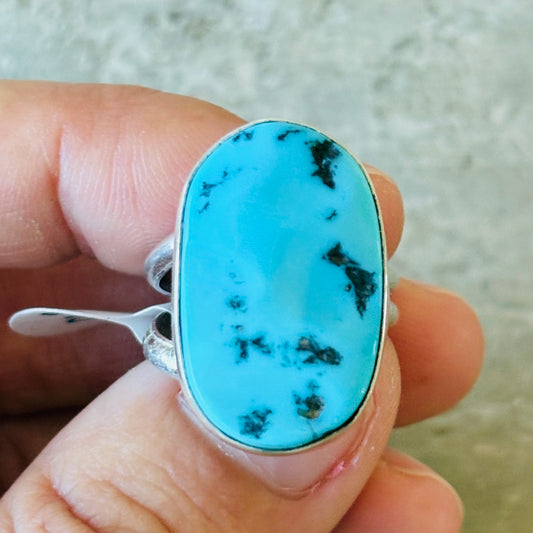 Navajo Mildred Parkhurst Sterling Silver & Sleeping Beauty Turquoise Ring