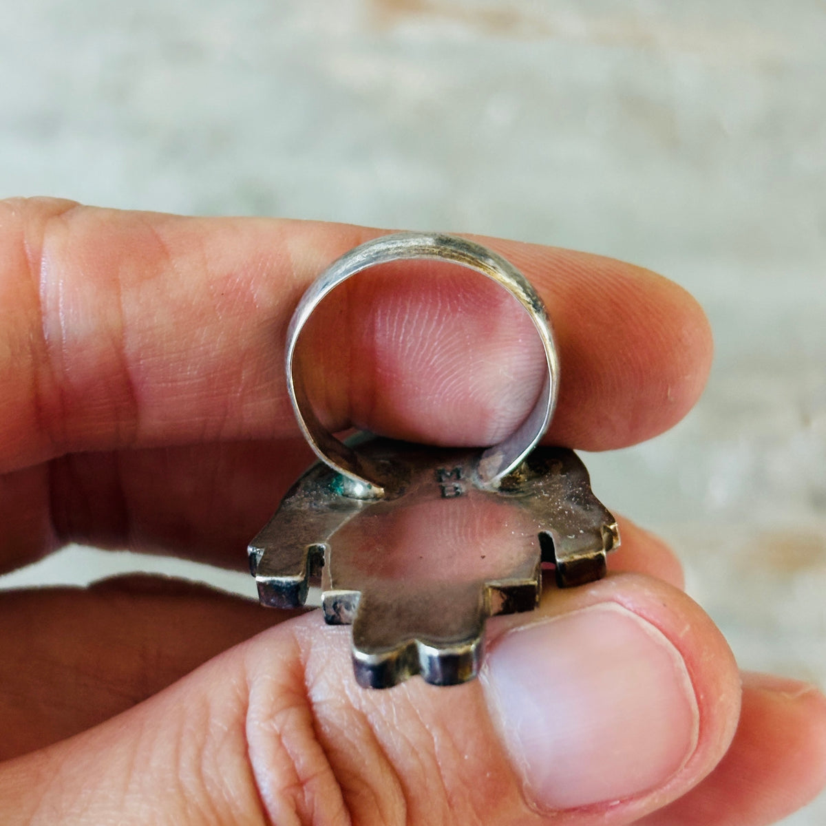 Vintage Zuni Madeline Beyukai Sterling Silver Multi Stone Maiden Ring