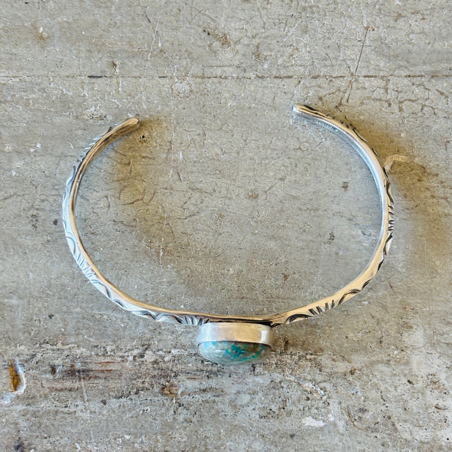 Navajo Delaine & Dwayne Nez Sterling Silver & Sierra Nevada Turquoise Stacker Cuff