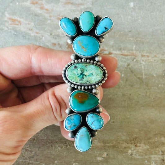 Navajo Betty Tom Sterling Silver & Multi Turquoise Statement Ring