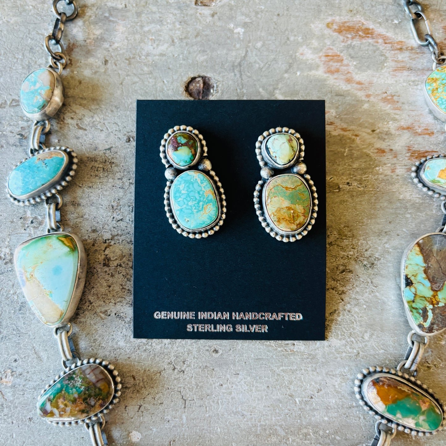 Navajo Darrin Livingston Sterling Silver & Royston Statement Necklace Set