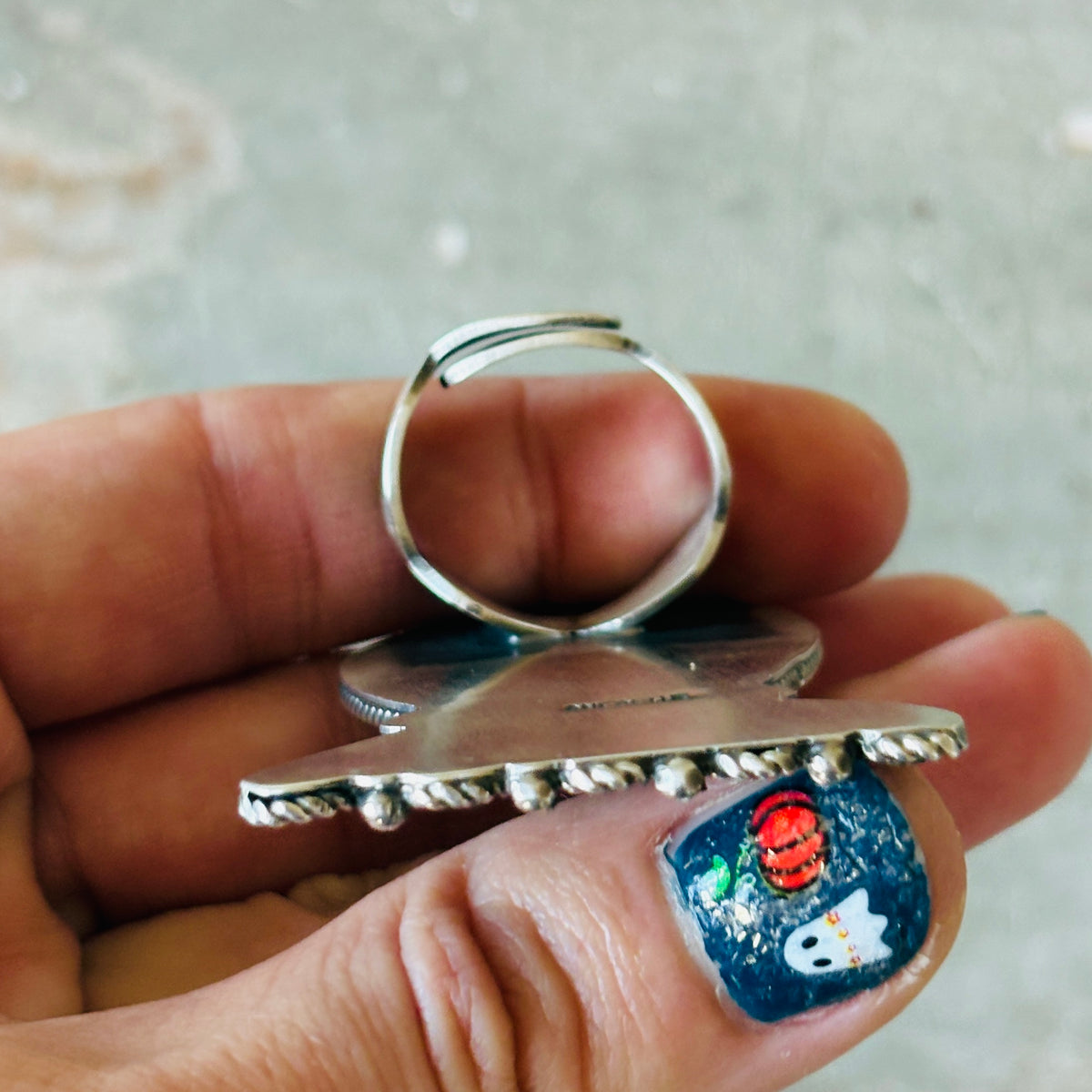 Navajo Readda Begay Sterling Silver - Black Onyx - Cats Eye & Mother of Pearl Owl Ring
