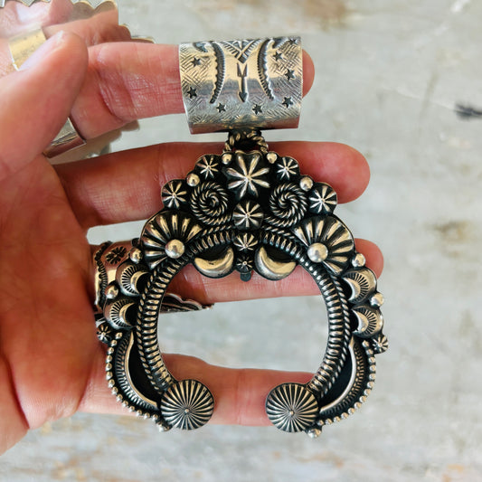 Navajo Delbert Gordon Sterling Silver Naja Statement Pendant