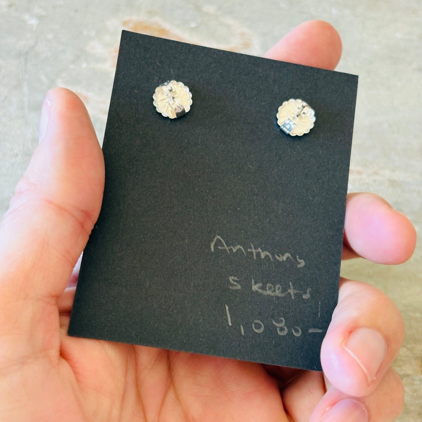 Navajo Anthony Skeets Sterling Silver Multi Stone Cluster Earrings